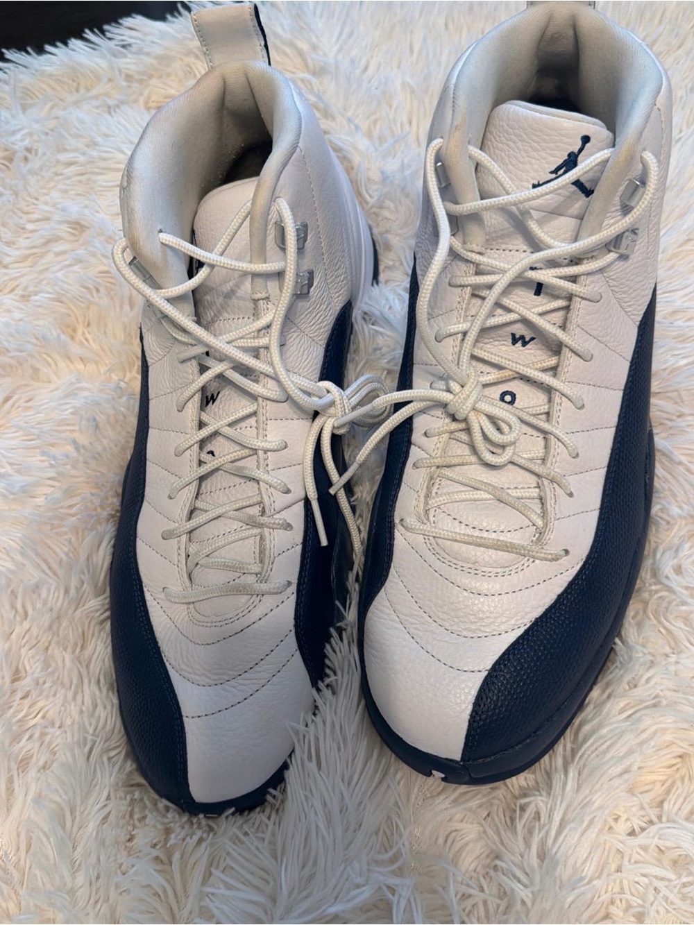 Jordan Retro High-Top Sneakers in White and Navy